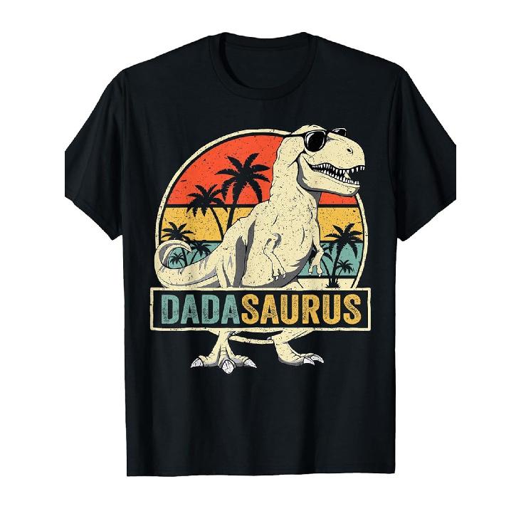 Dadasaurus T Rex Dinosaur Dada Saurus Family Matching Fun Britishn Fashion Graphic T-Shirt, Soft Unisex, Tees, Affordable Everyday Wear, Great Gift S чёрный