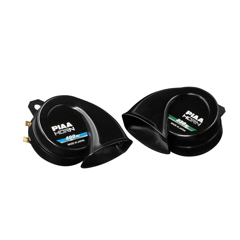 PIAA HO-9 Super Bass Houkačka, 330Hz+400Hz, Ultra Hluboké Basy, 112dB, Spirální Typ, Sada 2 kusů, Schváleno pro STK, Včetně zemnícího svazku