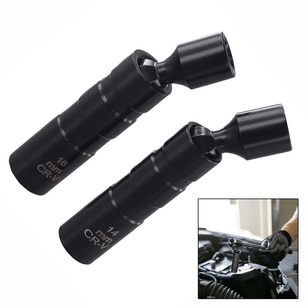 1pc 14/16mm Magnetic Thin Wall Joint SparkPlug Socket Angle Flexible Socket Wrench 3/8" Drive Square Head 12 Corners Socket