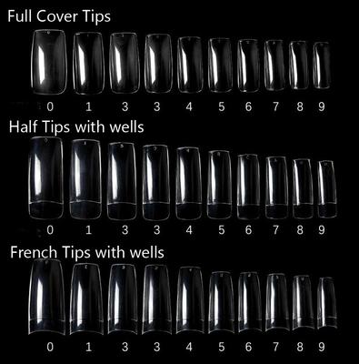 500Pcs Transparent False Nail Tips Fake Nails Acrylic Full Cover Tips Half Tips French Tips Nail Art Extension Manicure Tool