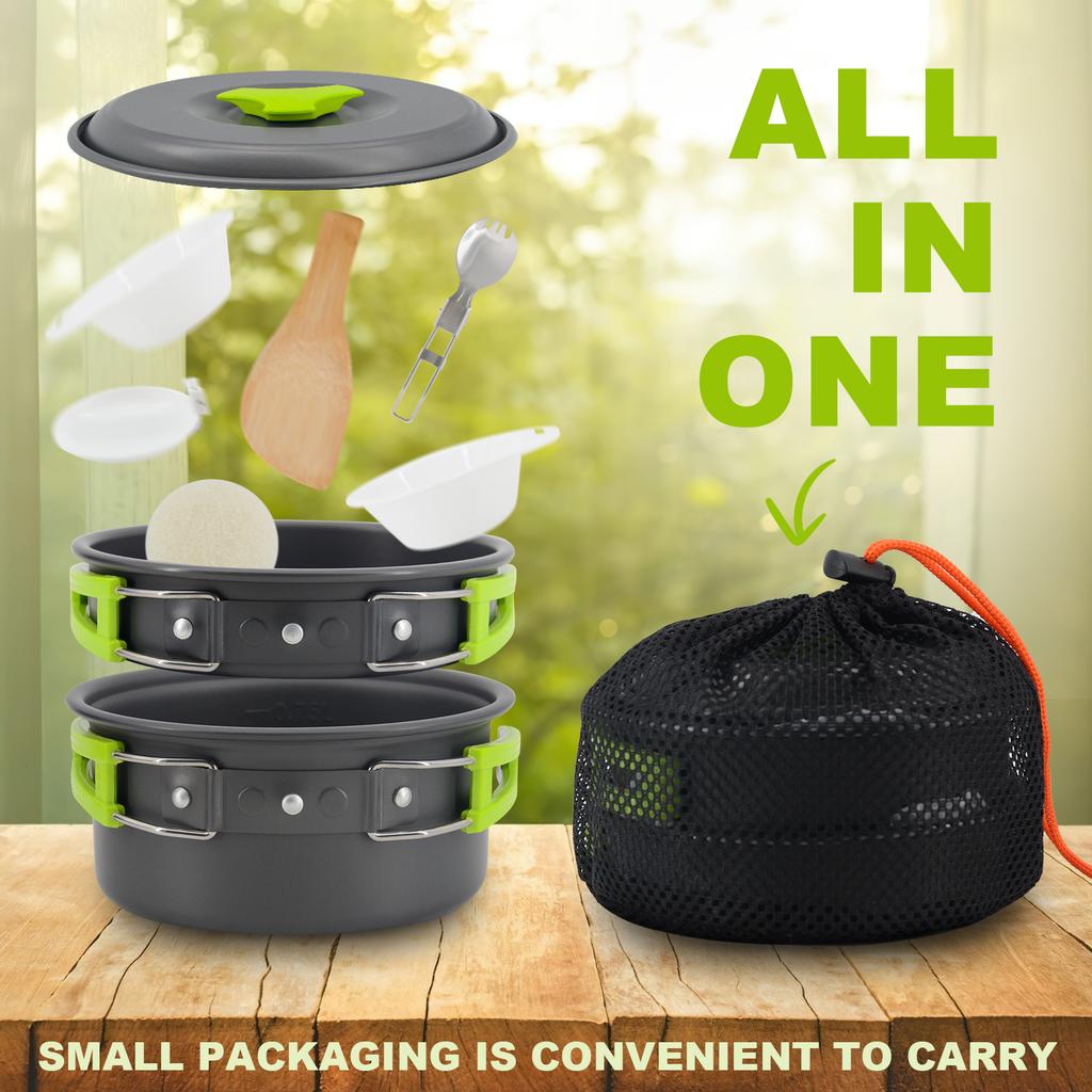 Highest Quality Non-Toxic Anodized Aluminum Camping Cookset  Mess Kit for Backpacking Gear Camp Kitchen Equipment