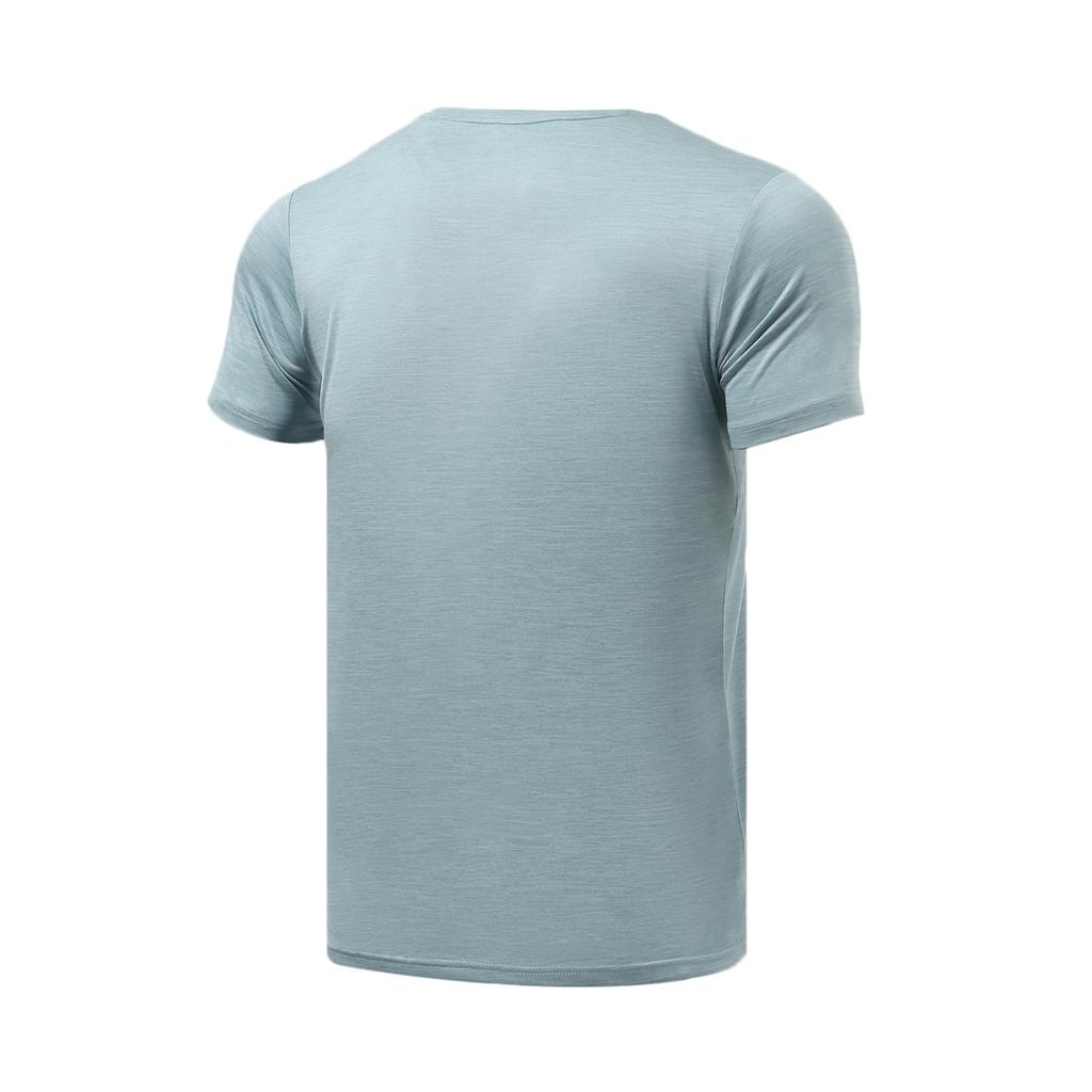 Li-Ning Simple Versatile Comfortable Round Neck Sports Short Sleeve T-Shirt Men Tops Forget-Me-Not-Blue ATSR293-4