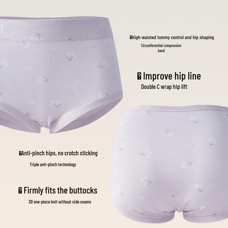 Cosmo Lady Women's Plus Size High Waist Cotton Briefs for Elderly - 4-Pack