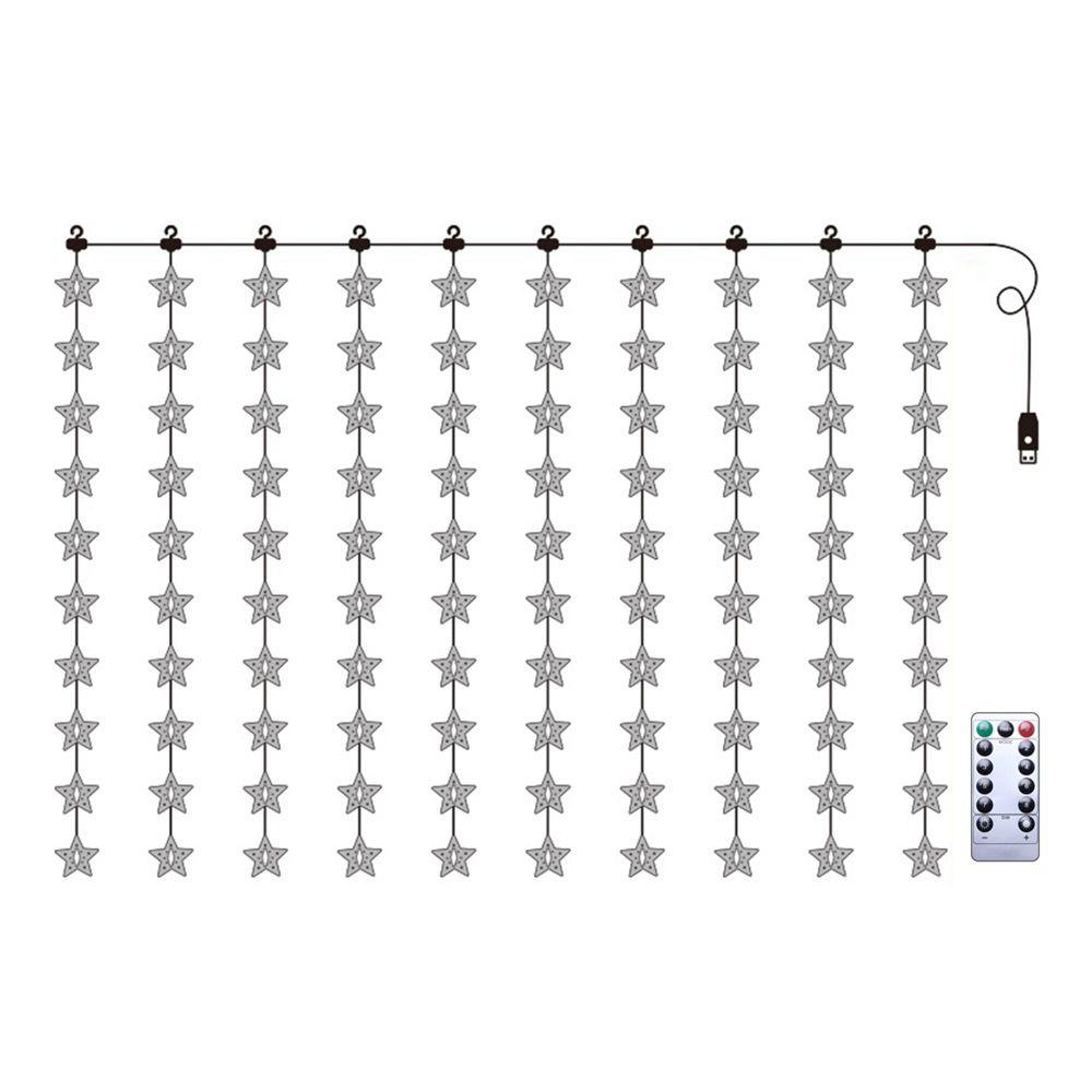 Five-pointed Star Hanging Type Fairy LED Star Lamp Xmas Lighting Curtain String Lights Window Decor