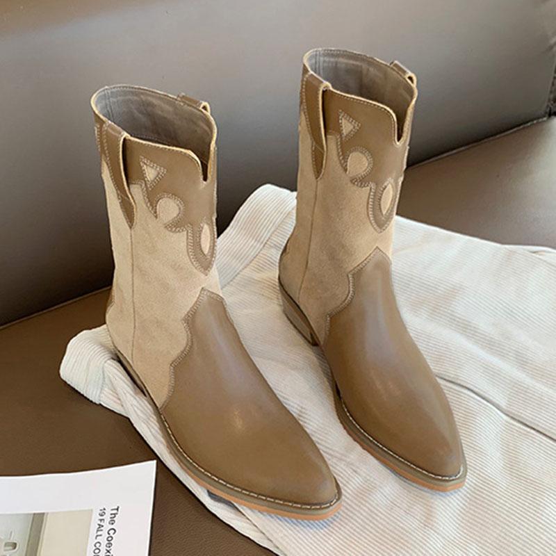 

Женские ковбойские ботильоны в стиле ретро в британском стиле с острым носком на толстом каблуке, модная женская обувь 2024 года, осень-зима 35