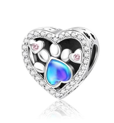 Original 925 Silver Bracelet Women Jewelry Diy Childish Fine Gift Charms Beads Pink Claw Bones Running Dog Pendant Heart Beads