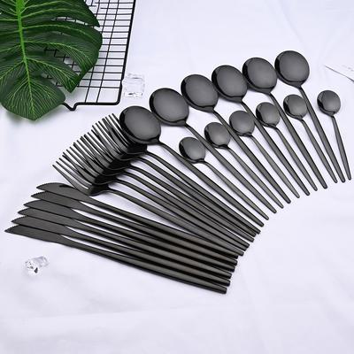 24 stücke Schwarz Westlichen Geschirr Set Edelstahl Besteck Gabel Messer Löffel Geschirr Set Besteck Set Besteck Set