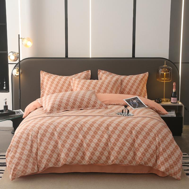 Thick Autumn Winter All Cotton Flannel 4 Piece Bed Sheet Set Home Use Pure Cotton Duvet Cover Fitted Sheet Pillowcases For Students Dormitory
