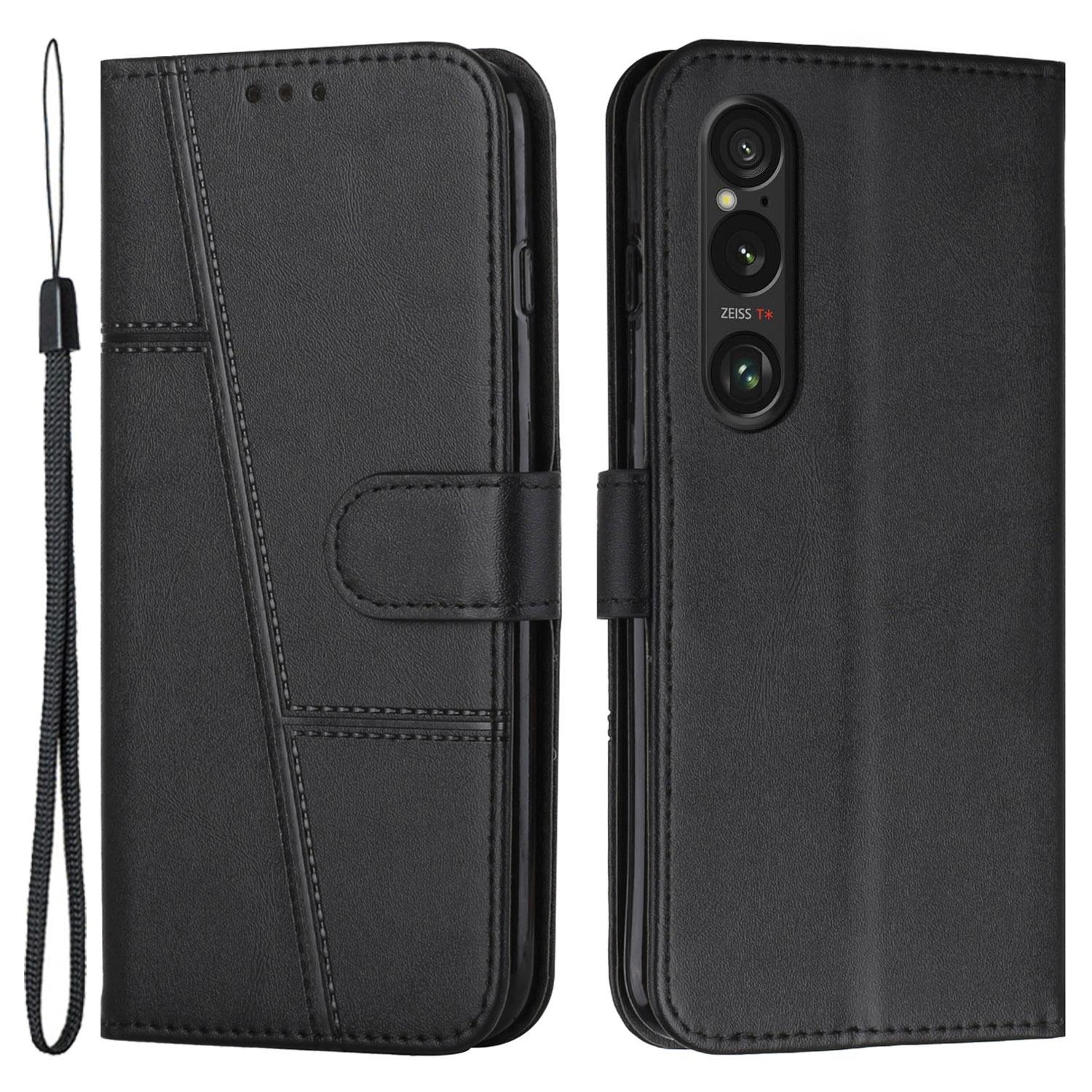 

For Sony Xperia 1 VI Phone Case Anti-Scratch PU Leather Stand Wallet Cover Black