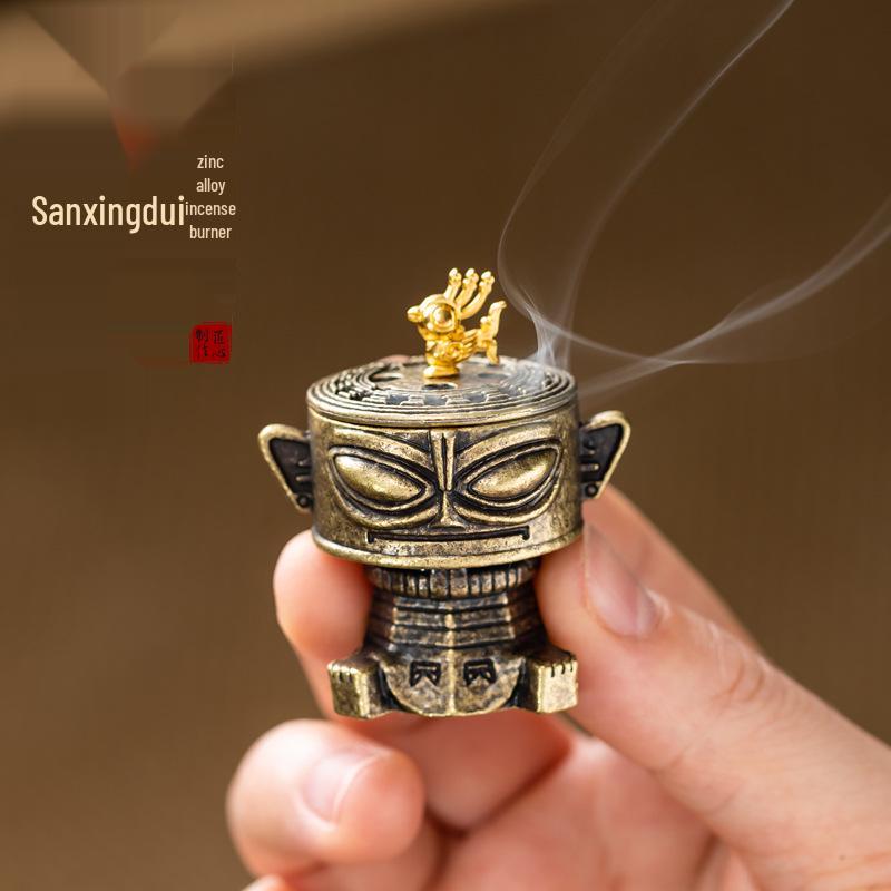 Sanxingdui Alloy Incense Burner: Goose Pear Tent Design for Tea Ceremony & Indoor Zen Decor