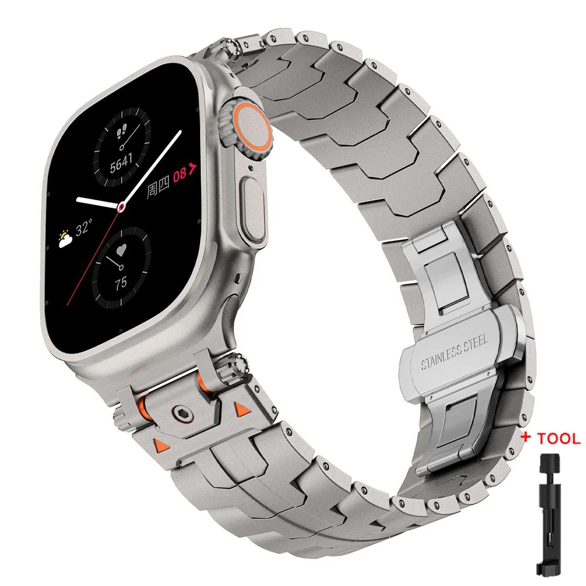 

Звеньевой браслет для Apple Watch Series Ultra 49 мм 10 11 46 мм 42 мм 9 8 7 45 мм 41 мм Браслет из нержавеющей стали iWatch 6 5 4 SE 44/40 мм 38 40 41mm