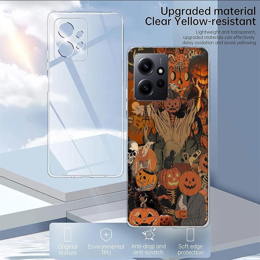 Halloween Fall Art Witch Cat Phone Case For Redmi Note 14 15 Pro 5G 13 12 Pro Plus 11 11T 11E 11S 10 Pro 10S 9 9S Cover Cell Cle