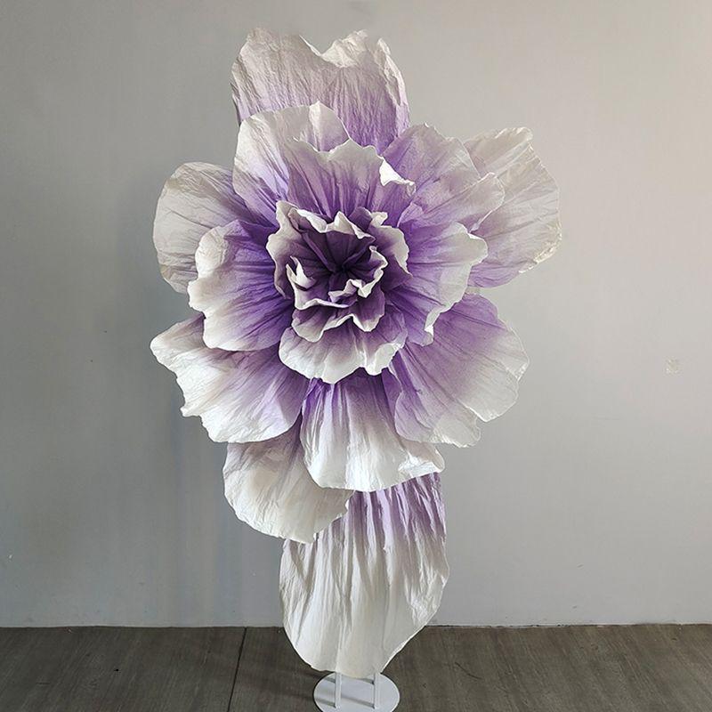 Duża Dekoracja Ślubna z Papierowych Kwiatów - Plisowane Plastikowe Kwiaty na Tło Hotelowe, Gigantyczne Rekwizyty Kwiatowe z Papieru Artystycznego, Produkt Gotowy