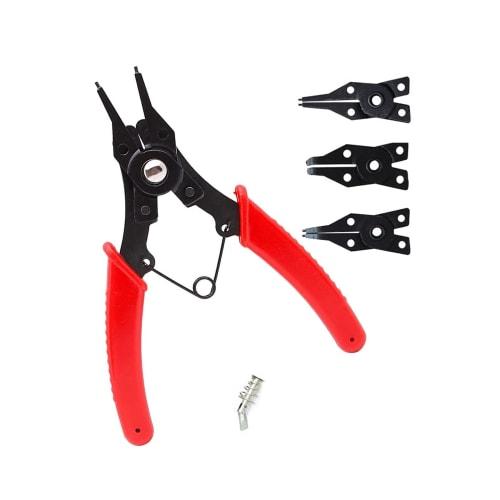 Snap Ring Pliers, Multi-Angle Retaining Ring Pliers, Set of 4, Internal and External Circlip Pliers, for Shafts and Holes