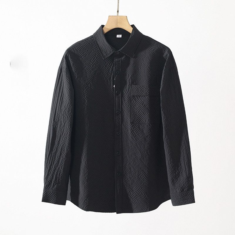Japanese-Style Retro Seersucker Shirt Men Long Sleeves 2024 New Arrival Spring and Autumn Coat Export Men's Casual Shirt
