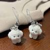3D Little Plush Animal Pendant Backpack Car Keyrings Charms Hangs 1Pcs Flocked Resin Dog Puppy Keychain