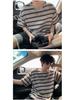 Men's Japanese Retro Color Block Striped Short Sleeve T-shirt