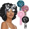 Lace Satin Bow Nightcap with Long Tail and Elastic Band - Women's Fashion Headscarf Bonnet