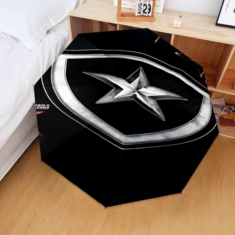 1PC Shield With Star Emblem Printed Umbrella Folding umbrella, automatic umbrella 8-Frame for Travel, camping Fan gifts Christmas Gifts