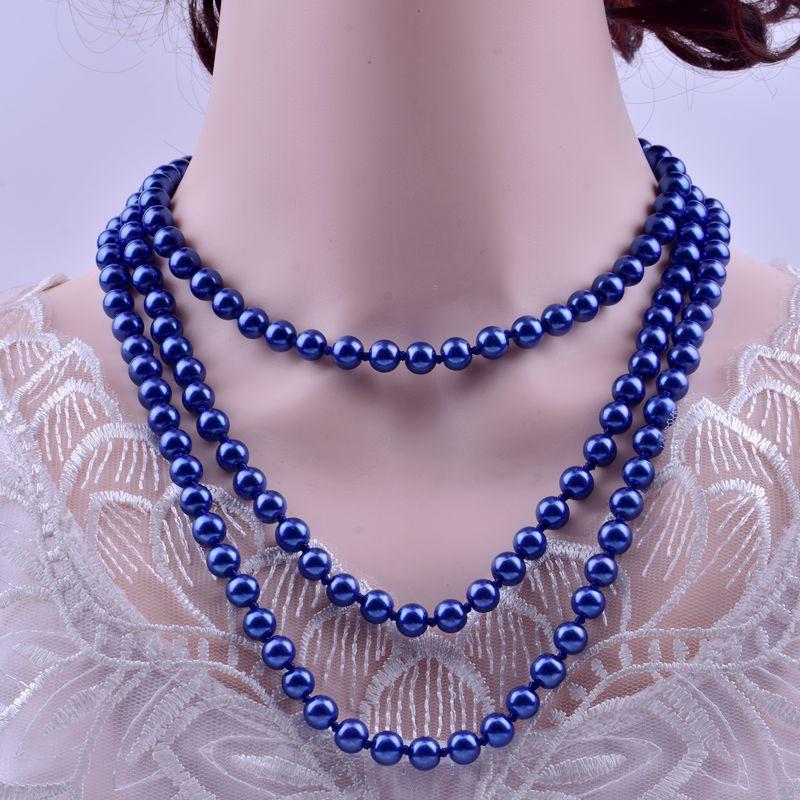Fashion Elegant Imitation Pearl Necklace For Women's Knot Multi-layer Long Sweater Chain Clothing Accessories