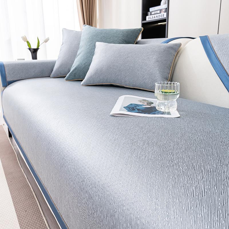 Ice Silk Sofa Cover Summer Cool Feeling Cushion Mat Nordic Flowers Non-slip Sofa Mat Towel Pets Couch Slipcovers for Living Room