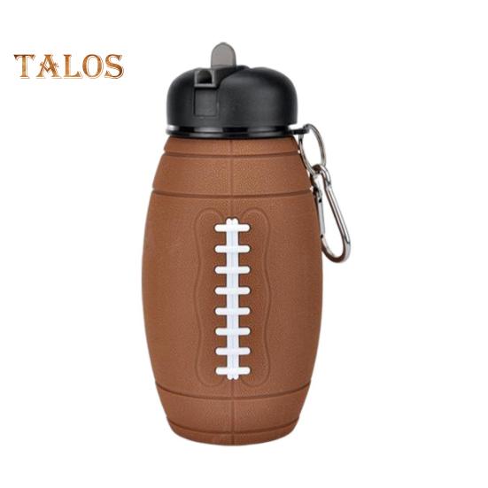 

Складная силиконовая бутылка для воды для регби объемом 600 мл с карабином, не содержащая бисфенол-А, герметичная, портативная, легкая, для езды на велосипеде, фитнеса, спорта, путешествий, складная 600ML