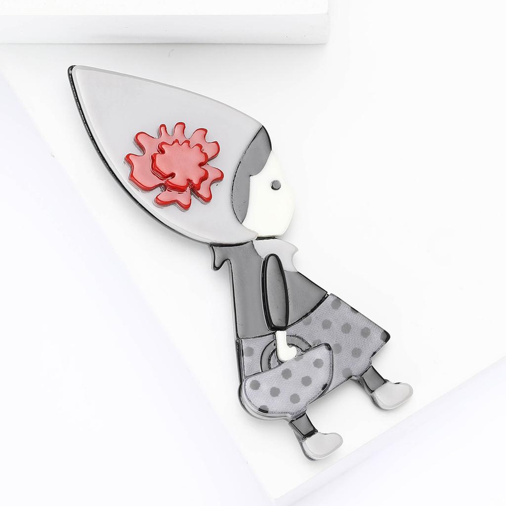 Neue Cartoon-Acryl-Handtasche Mädchen-Brosche niedlich und vielseitig Damen-Brustblumen-Schmuck