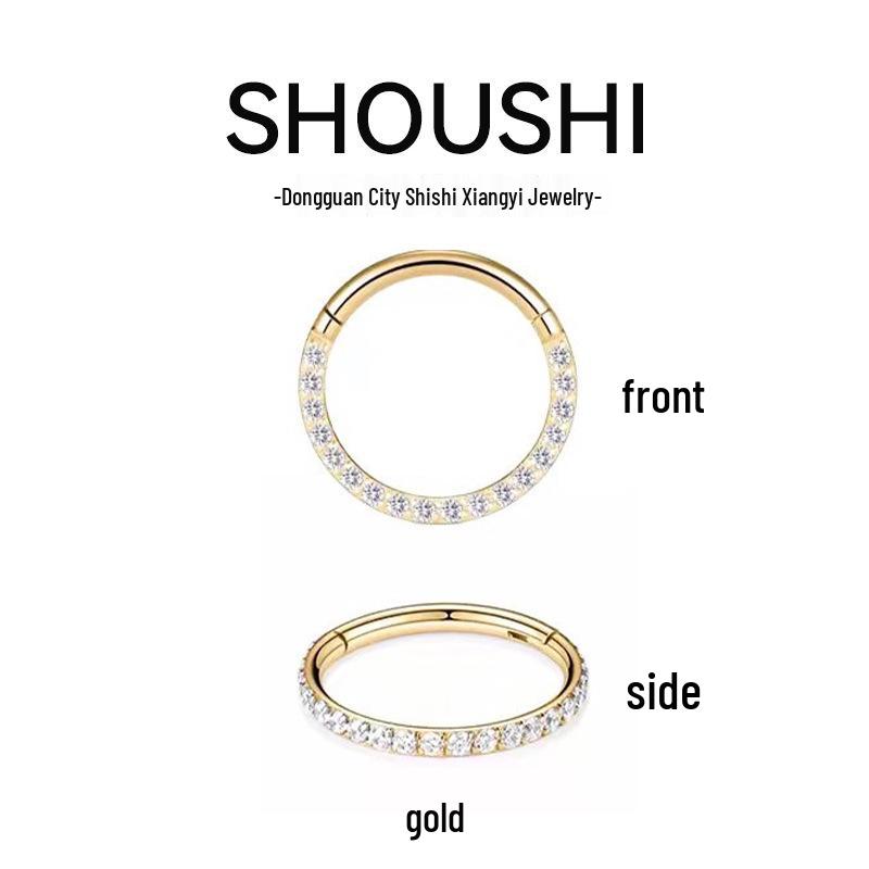 Cross-border Stainless Steel 316L Zircon Inlaid Body Piercing Jewelry: Nose Rings, Earrings, and Cartilage Studs.