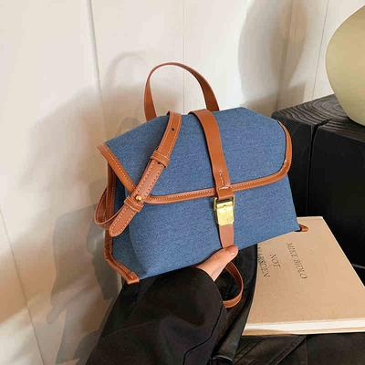 Women Fashion Denim Crossbody Bags Autumn Trendy Versatile Solid Color Small Square Pack Female Casual Shoulder Bag
