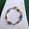 Natural Freshwater Pearl 18K PVD Gold-plated Stainless Steel Beaded Bracelet Jewelry