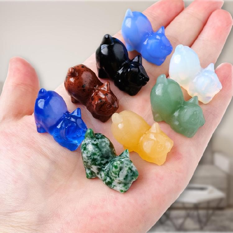 Kristall Katzen Statue Geschnitzter Stein Tier Miniatur Figur Ornament für Heimdekorationen Symbol für Schutz und Glück