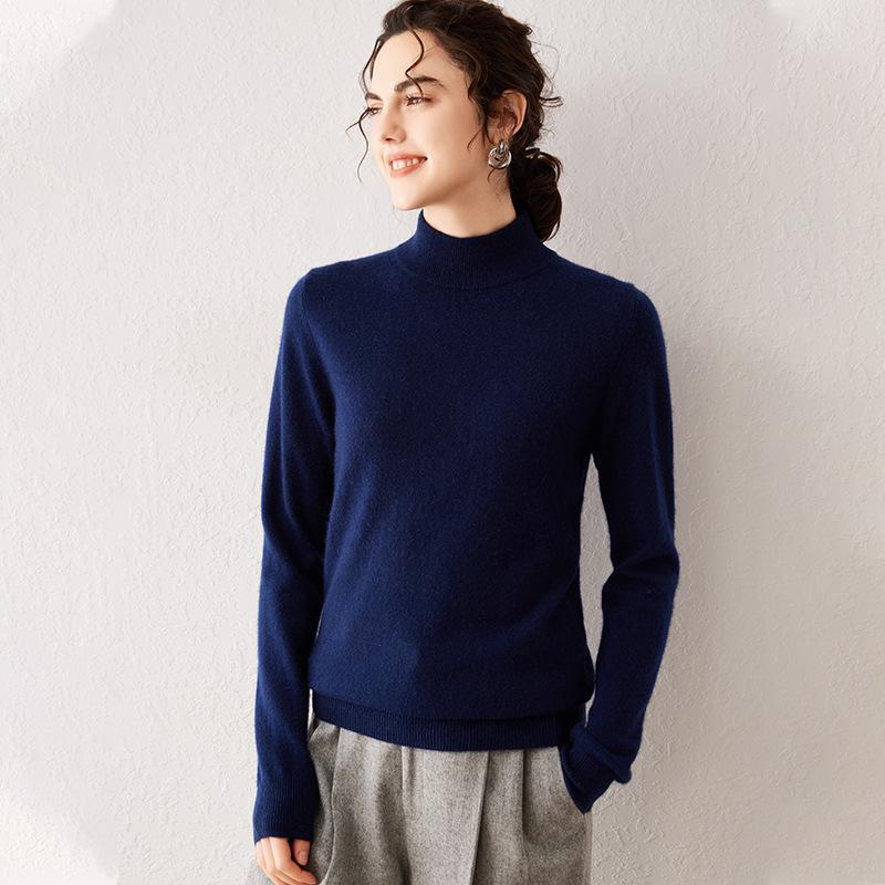 Cashmere Sweater for Women In Autumn and Winter New Soft and Glutinous Skin-friendly Base Shirt Pullover Solid Color Versatile Sweater