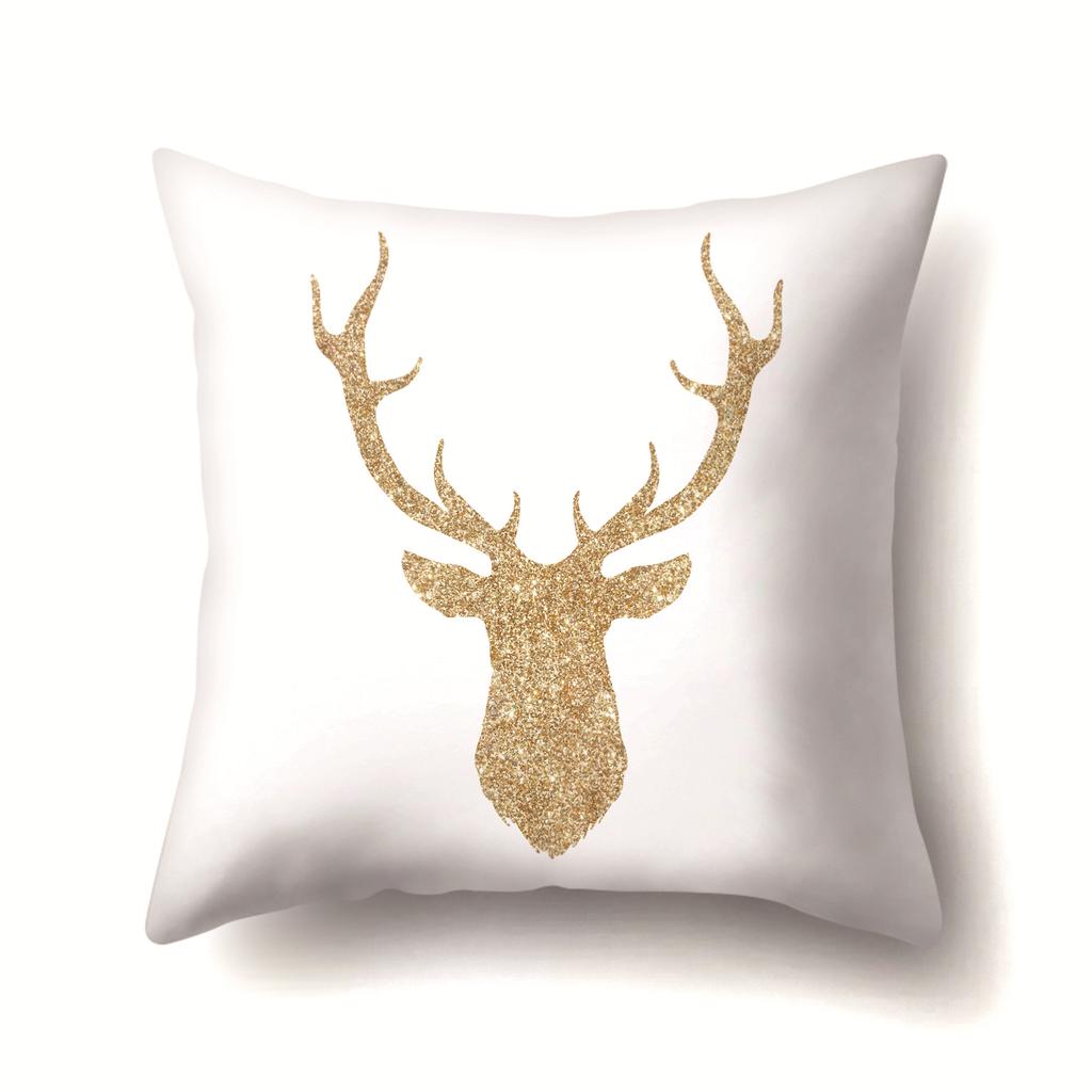 Nordic Ins Golden Christmas Elk Polyester Pillow Cover
