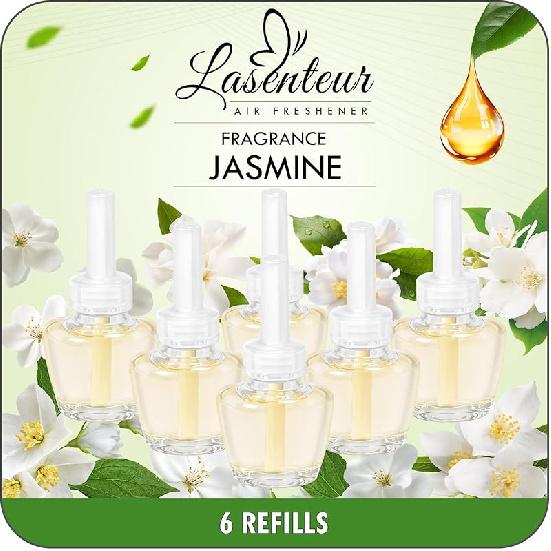 Plug In Refills Air Freshener, Scented and Essential Oils for Home and Bathroom, Hawaiian, Jasmine & Cotton Fragrance, Indoor Home Use, 12 Count, Jasmine 6