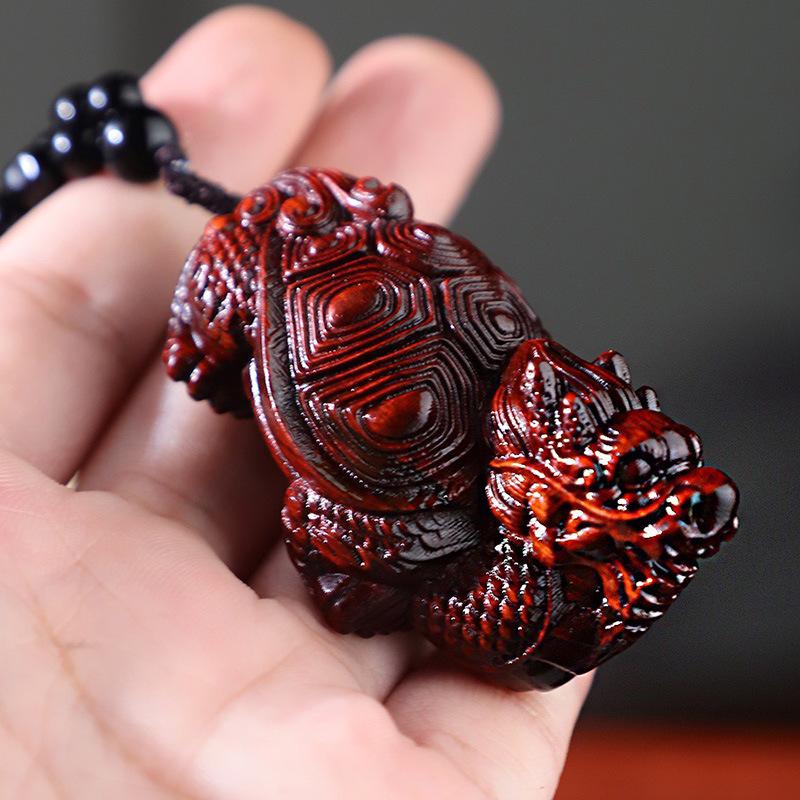 Small-Leaf Red Sandalwood Pendant: Wealth-Attracting Pixiu, Gourd, Dragon, Tortoise Design