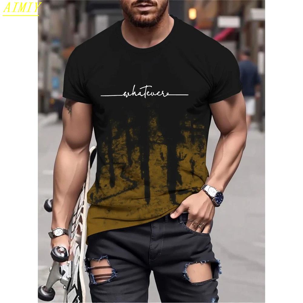 Móda Léto 3D Pruhovaný Potisk Písmen Pánské Tričko Hip Hop Trend Harajuku Streetwear Ležérní O-výstřih Nadměrná Trička Pánské Topy