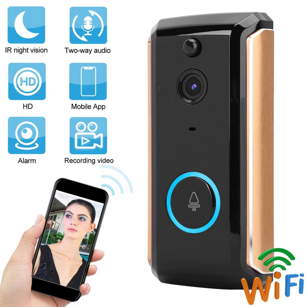 1080P HD Wifi Video Door Bell PIR Phone Control Intercom Smart Doorbell(2 Dingdong )