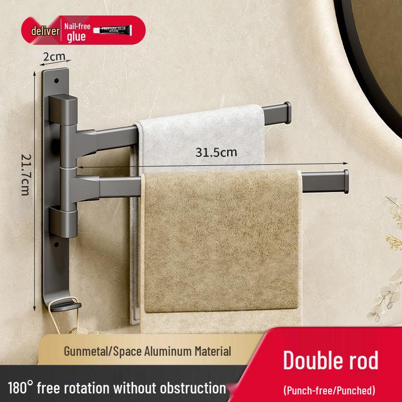 Kele Punch-Free Rotating Wall-Mounted Towel Rack - Multi-Bar Bathroom Towel Holder