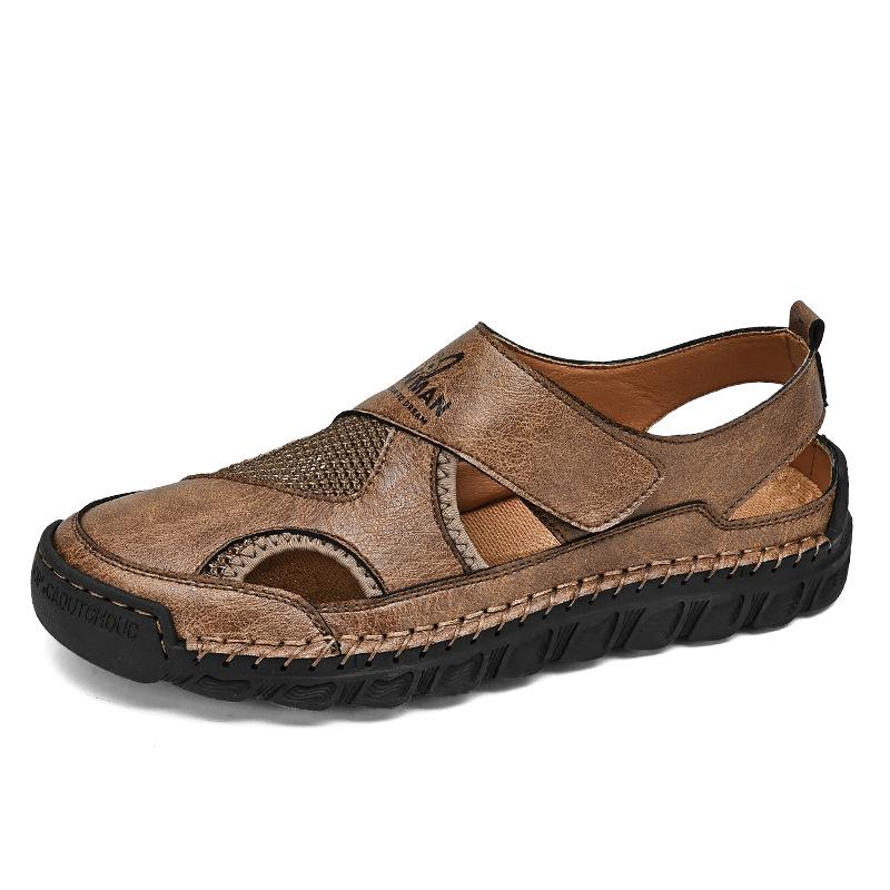 Men s Handmade Closed-Toe Breathable Outdoor Sandals - Large Size Casual Beach Shoes 38