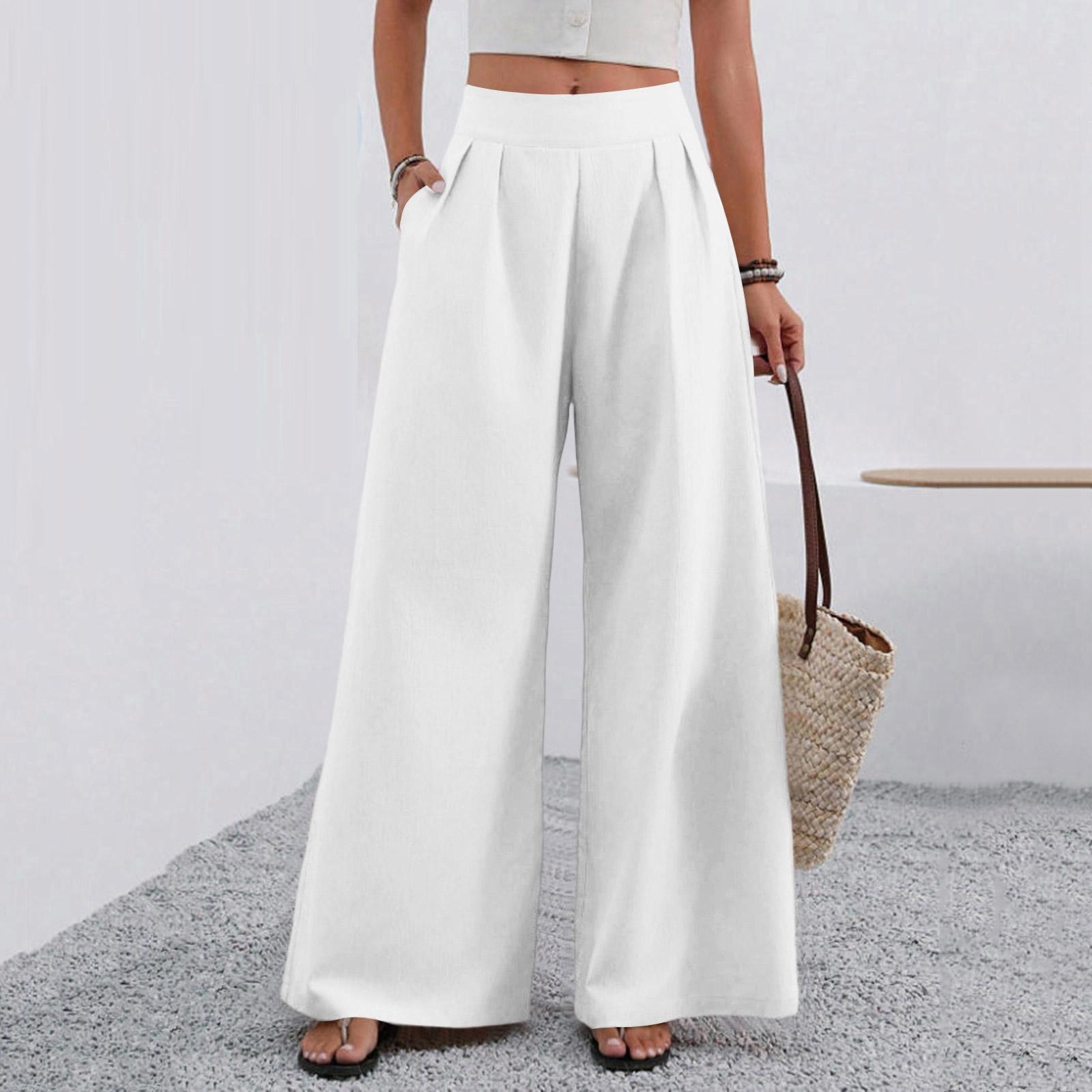 Women s Fashionable Loose-Fit Comfortable Pocket High-Waisted Versatile Pants M