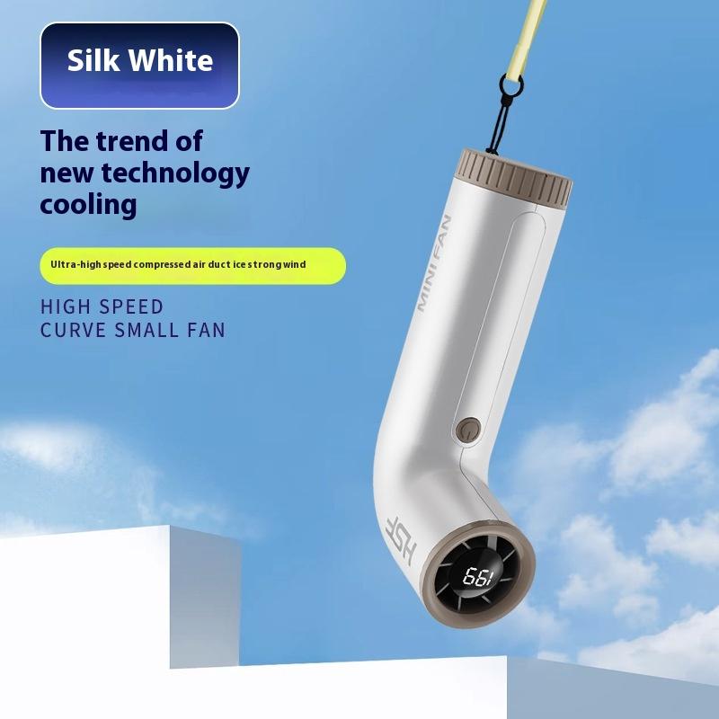 

Портативный ручной турбовентилятор с изгибающейся трубкой, 20000 об/мин, высокоскоростной мини-электрический небольшой персональный ручной безлопастной перезаряжаемый, дорожный ручной вентилятор слоновая кость