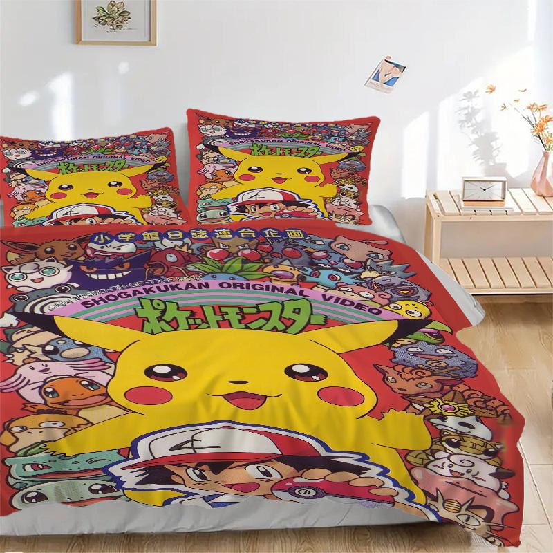 Pikachu Adventure Quest Print 3Pcs Bedding Setduvet Cover With 2 Bedropillowcase Home Birthday Gift