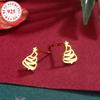 S925 Sterling Silver Christmas Tree Stud Earrings for Women - Fashionable and Simple Holiday Jewelry