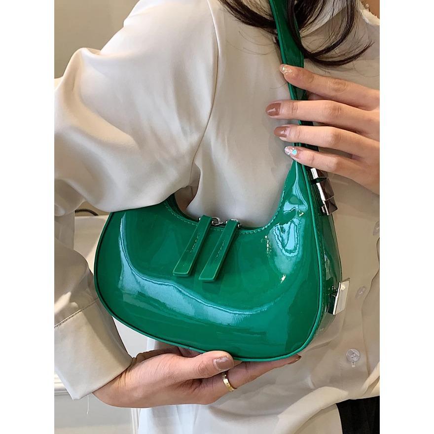 Style Red Patent Leather Women's Bag  New Spring Versatile Shoulder Underarm Bags Lady Fashion Handbags
