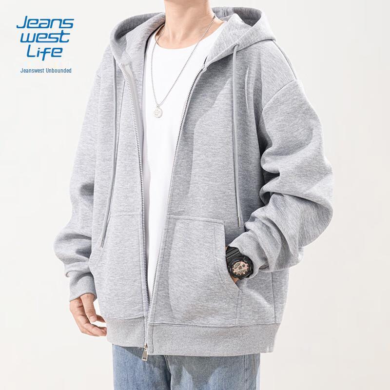 JEANSWEST LIFE Men's Casual Hooded Zipper Sweatshirt