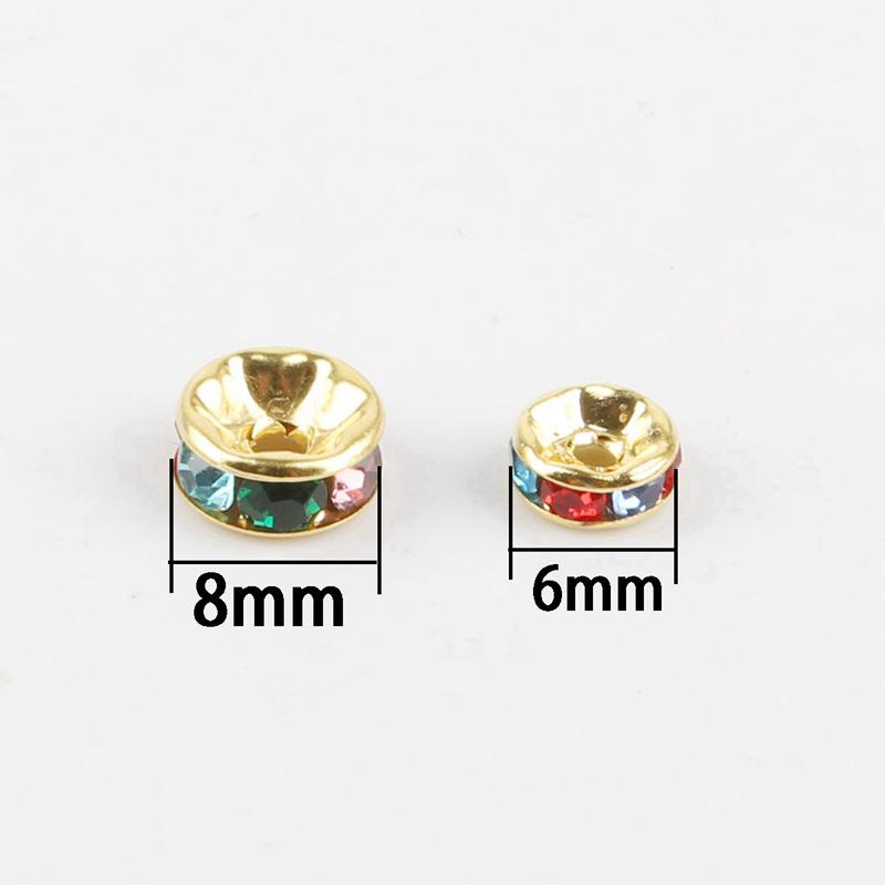 50 Pcs Electroplated Colorful Diamond Spacer Beads for DIY Jewelry, Iron Material