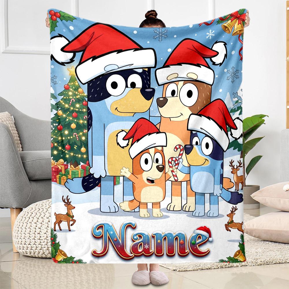 Merry Christmas Celebration Personalized Name Blanket Cozy Personalized Blanket Soft Warm Cozy Perfect for Livingroom Living Room Office Chair Chair