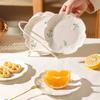 15cm Embossed Flower Pattern Ceramic Plate Home Fruit Cake Plate Lovely White Porcelain Salad Snacks Dishes Kitchen Accessories