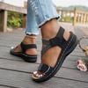 Women's Summer Wedge Sandals - Round Toe Velcro Strap Casual Slope Heel Shoes, Comfortable Walking Sandals for Ladies