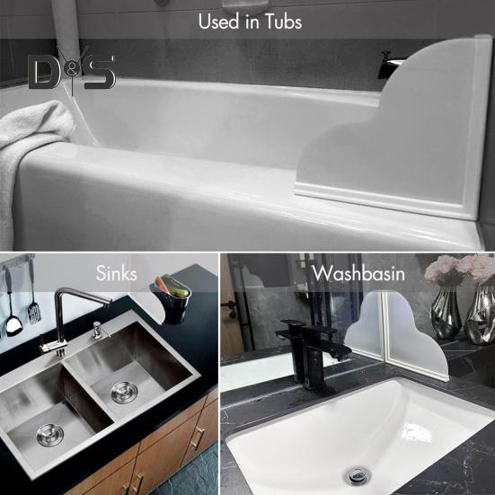 1/2 buc. Apărător de stropi de duș cu bază din silicon anti-alunecare, autoadeziv, impermeabil, chiuvetă, chiuvetă, cadă de baie, colț acrilic, protecție pentru apă, duș